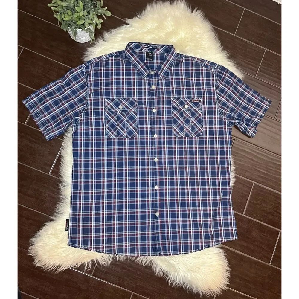 Enyce red/blue plaid casual button down short sleeved shirt sz 5X